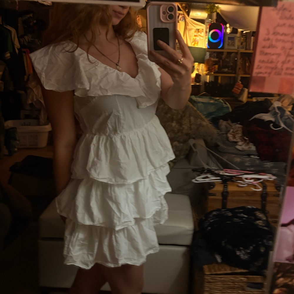 a new day White Ruffle Mini Dress